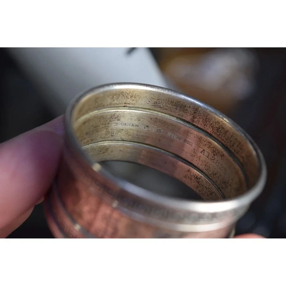 Vintage Gorham 925 Sterling Silver Etruscan Napkin Ring Monogram 